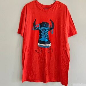 Jordan Graphic T-Shirt Red Sneaker Monster Air Jumpman Menswear XXL‎